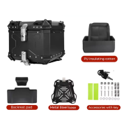 Motorcycle Top Box 55L Aluminum Alloy Water-Proof Motorcycle Tail Boxes Quick Release Universal Motorcycle