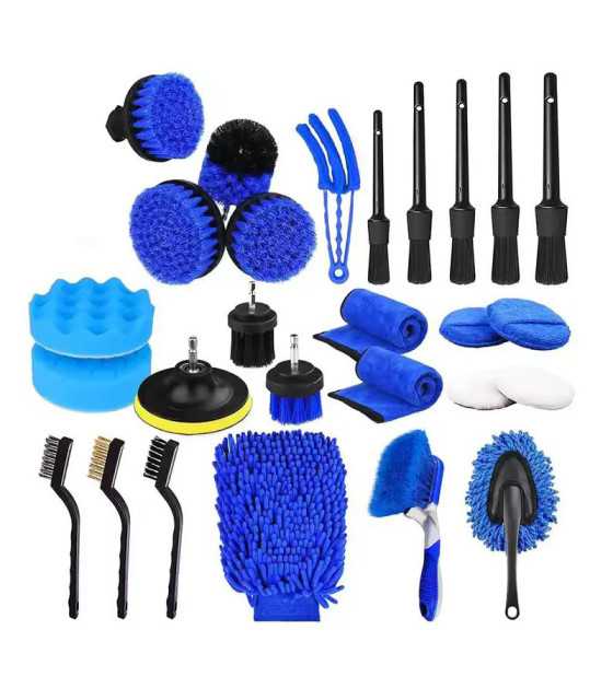 26 Pc Car Detailing Kit Wash, Polish, Brush Crevices, Remove Interior Dust