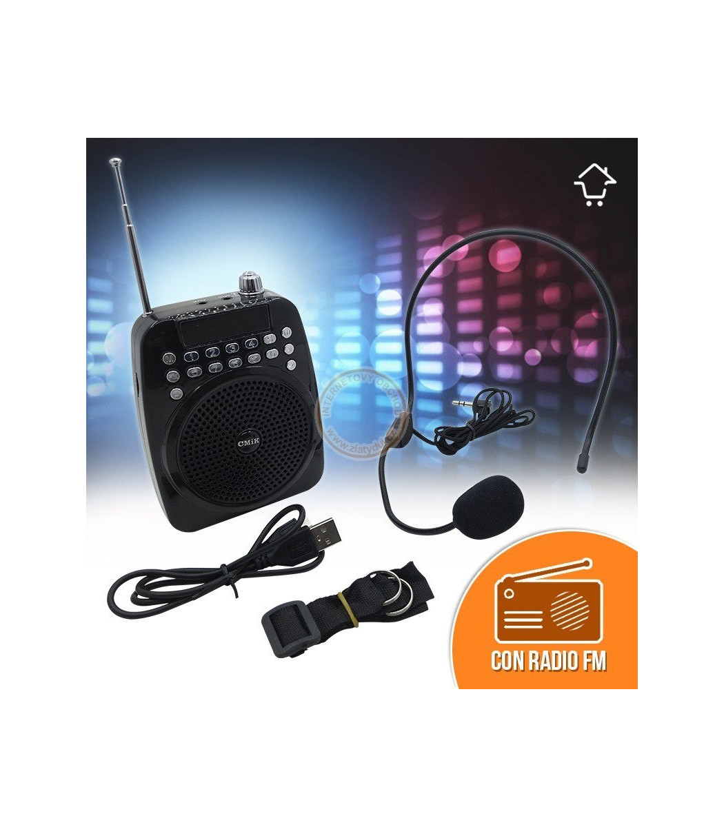 усилване на гласа ви с вграден MP3 плейър и FM радио